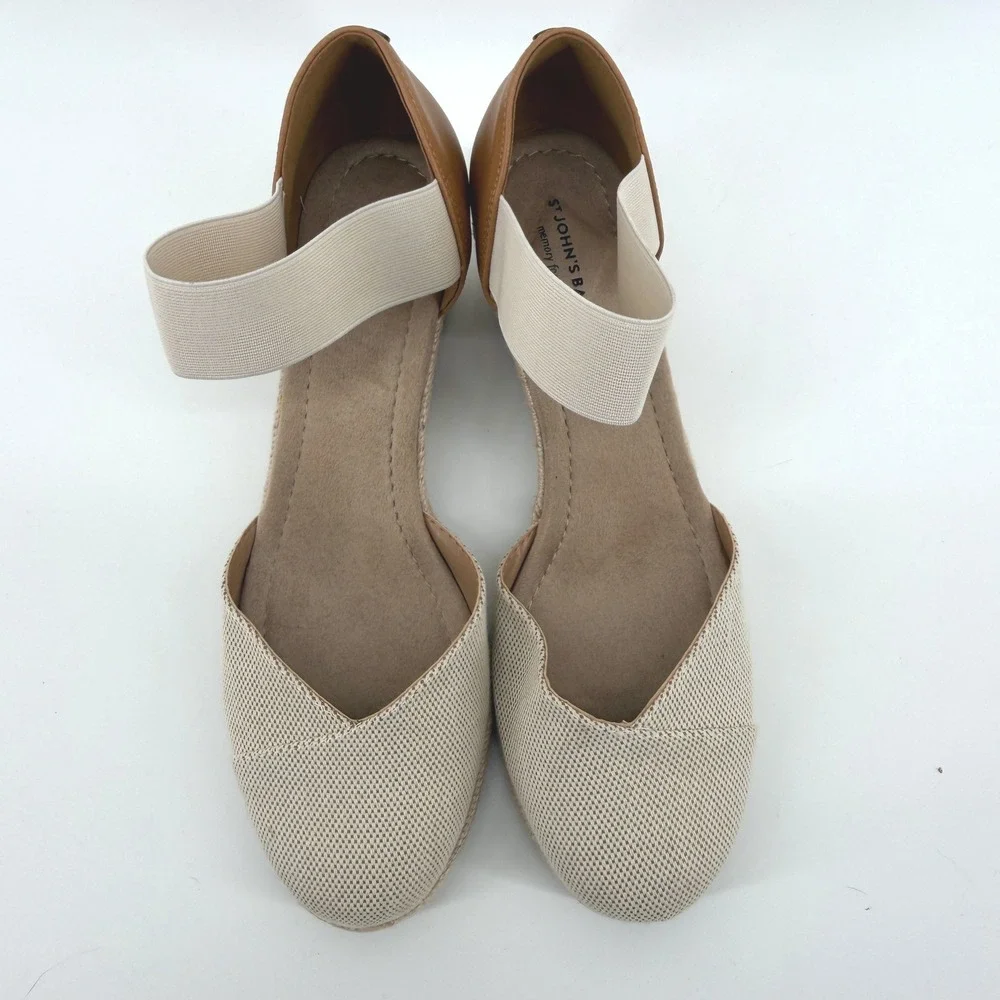 St. John's Bay Lamesa Espadrille Wedge 10M Beige Womens Summer Comfort Shoes